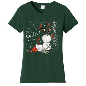 Let Is Snow Christmas Snowman Funny Holiday Women's T-Shirt