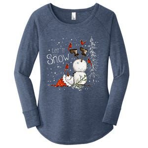 Let Is Snow Christmas Snowman Funny Holiday Women's Perfect Tri Tunic Long Sleeve Shirt