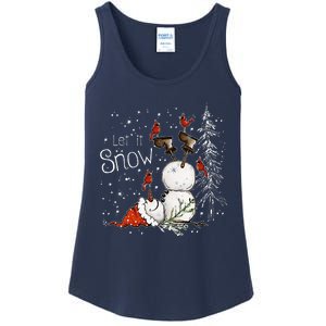 Let Is Snow Christmas Snowman Funny Holiday Ladies Essential Tank