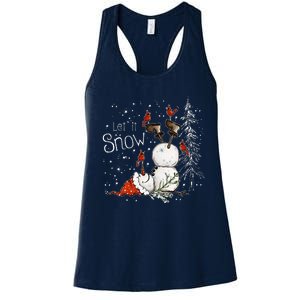 Let Is Snow Christmas Snowman Funny Holiday Women's Racerback Tank