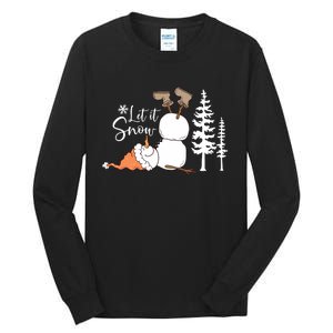 Let It Snow Christmas Snowman Tall Long Sleeve T-Shirt