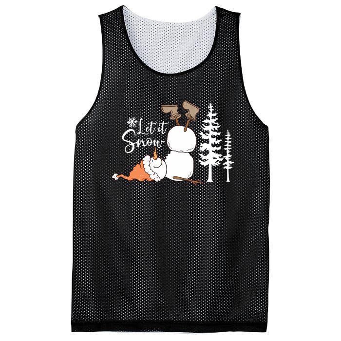 Let It Snow Christmas Snowman Mesh Reversible Basketball Jersey Tank