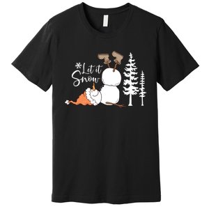 Let It Snow Christmas Snowman Premium T-Shirt