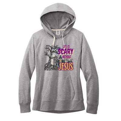 Life Is Scary Without Jesus Halloween Costume Women's Fleece Hoodie