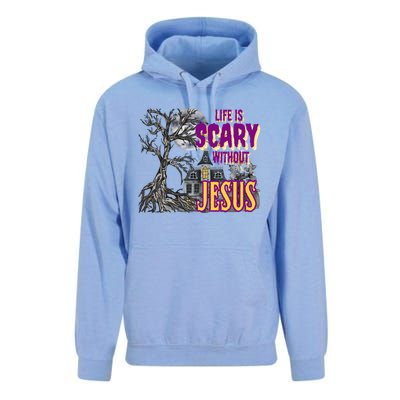 Life Is Scary Without Jesus Halloween Costume Unisex Surf Hoodie