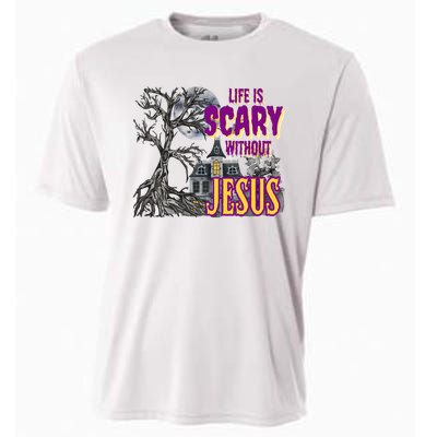 Life Is Scary Without Jesus Halloween Costume Cooling Performance Crew T-Shirt