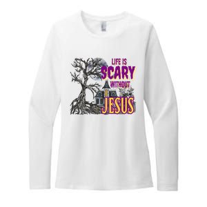 Life Is Scary Without Jesus Halloween Costume Womens CVC Long Sleeve Shirt