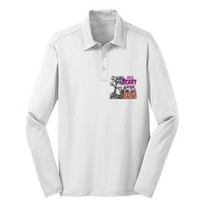 Life Is Scary Without Jesus Halloween Costume Silk Touch Performance Long Sleeve Polo