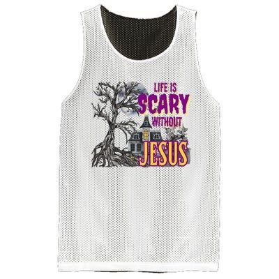 Life Is Scary Without Jesus Halloween Costume Mesh Reversible Basketball Jersey Tank