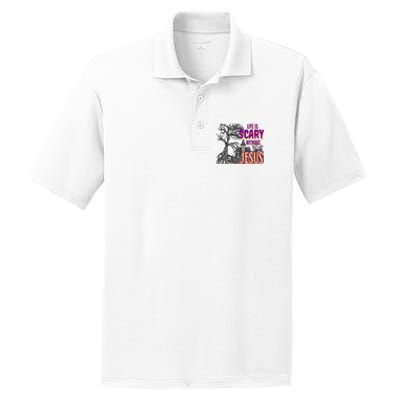 Life Is Scary Without Jesus Halloween Costume PosiCharge RacerMesh Polo