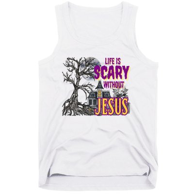 Life Is Scary Without Jesus Halloween Costume Tank Top