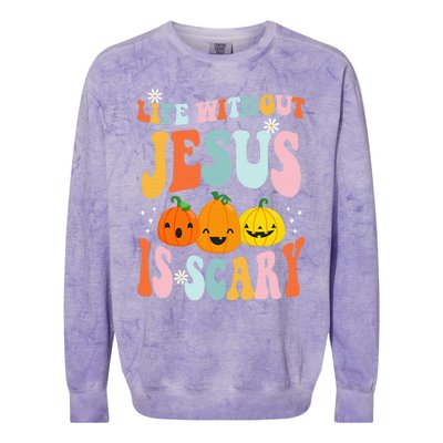 Life is Scary Without Jesus - Christian Faith Halloween  Colorblast Crewneck Sweatshirt