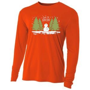 Let It Snow Winter Snowman Christmas Cooling Performance Long Sleeve Crew