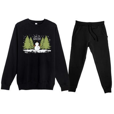 Let It Snow Winter Snowman Christmas Premium Crewneck Sweatsuit Set