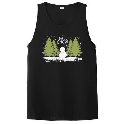 Let It Snow Winter Snowman Christmas PosiCharge Competitor Tank