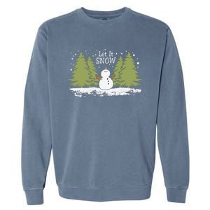 Let It Snow Winter Snowman Christmas Garment-Dyed Sweatshirt