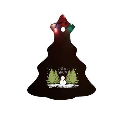 Let It Snow Winter Snowman Christmas Ceramic Tree Ornament