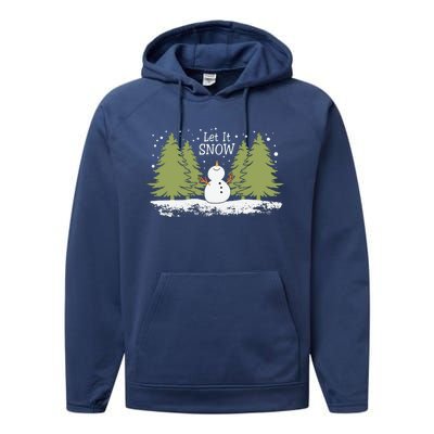 Let It Snow Winter Snowman Christmas Performance Fleece Hoodie