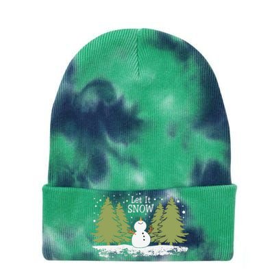 Let It Snow Winter Snowman Christmas Tie Dye 12in Knit Beanie