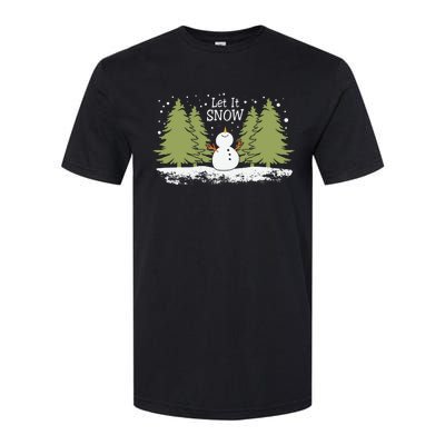 Let It Snow Winter Snowman Christmas Softstyle® CVC T-Shirt