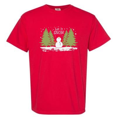 Let It Snow Winter Snowman Christmas Garment-Dyed Heavyweight T-Shirt