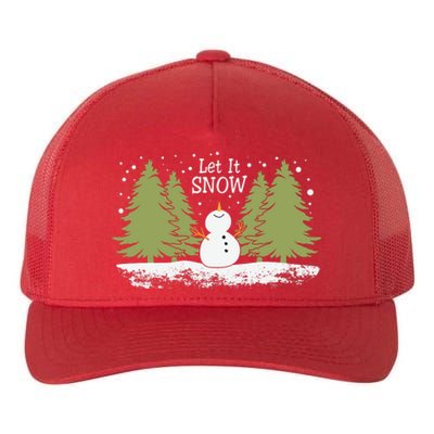 Let It Snow Winter Snowman Christmas Yupoong Adult 5-Panel Trucker Hat