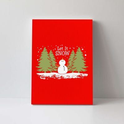 Let It Snow Winter Snowman Christmas Canvas