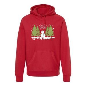 Let It Snow Winter Snowman Christmas Premium Hoodie