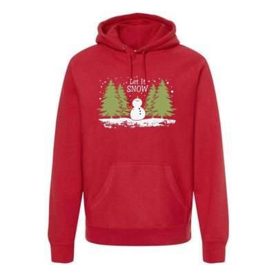 Let It Snow Winter Snowman Christmas Premium Hoodie