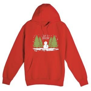 Let It Snow Winter Snowman Christmas Premium Pullover Hoodie