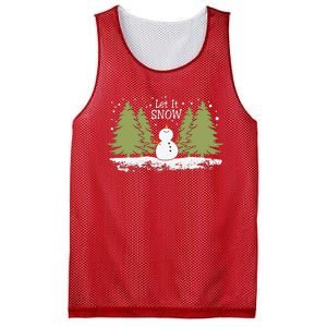 Let It Snow Winter Snowman Christmas Mesh Reversible Basketball Jersey Tank