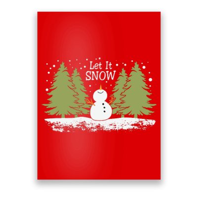 Let It Snow Winter Snowman Christmas Poster