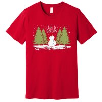 Let It Snow Winter Snowman Christmas Premium T-Shirt