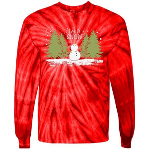 Let It Snow Winter Snowman Christmas Tie-Dye Long Sleeve Shirt