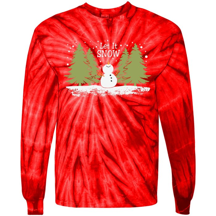 Let It Snow Winter Snowman Christmas Tie-Dye Long Sleeve Shirt