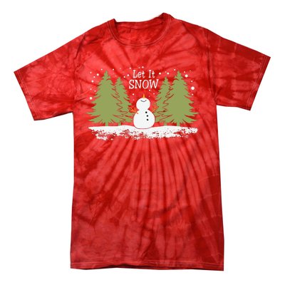 Let It Snow Winter Snowman Christmas Tie-Dye T-Shirt