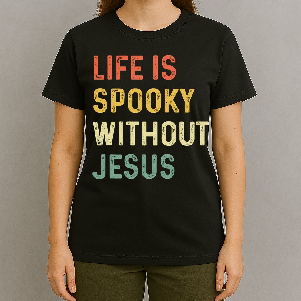 Life Is Spooky Without Jesus Christian Religious Halloween  T-Shirt