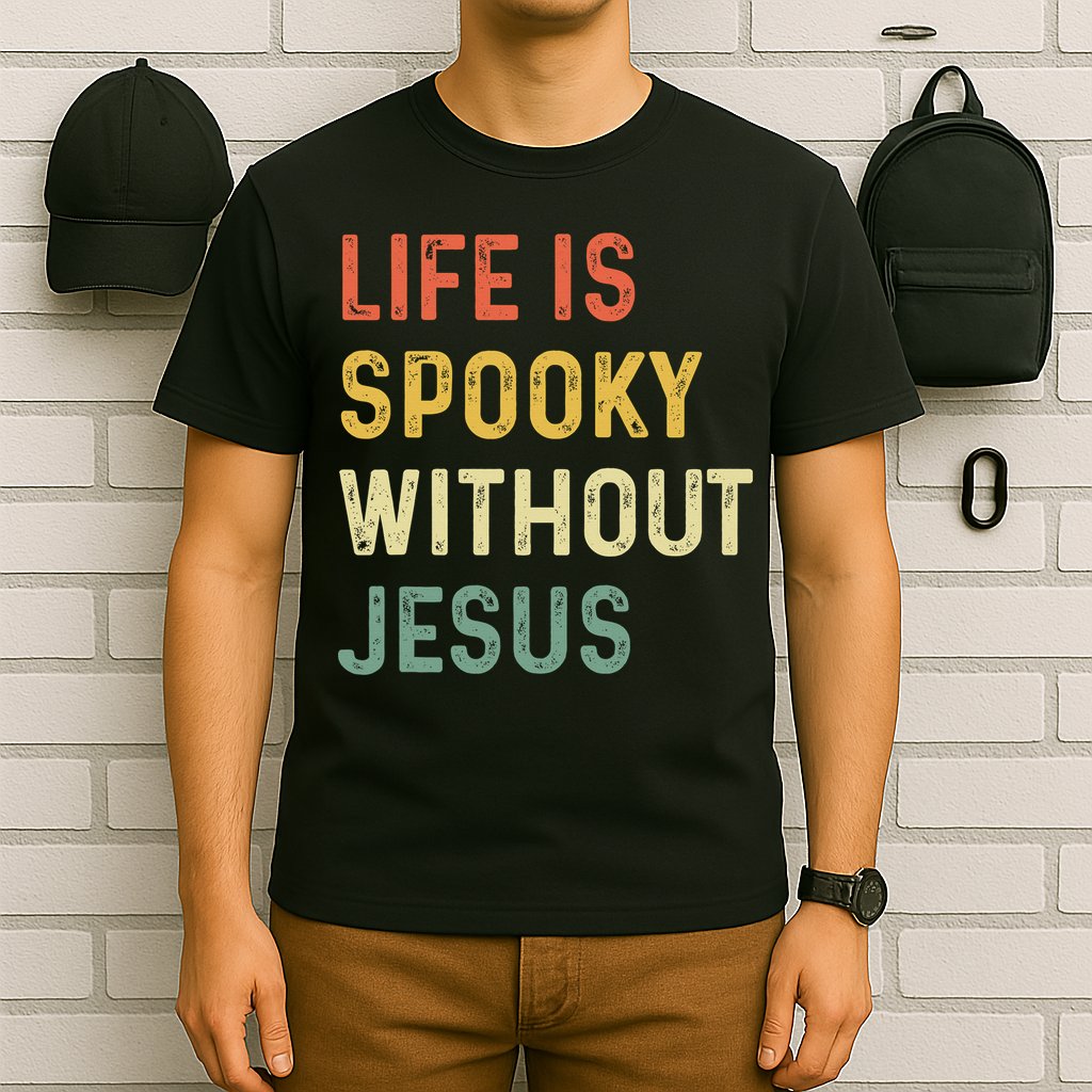 Life Is Spooky Without Jesus Christian Religious Halloween  T-Shirt