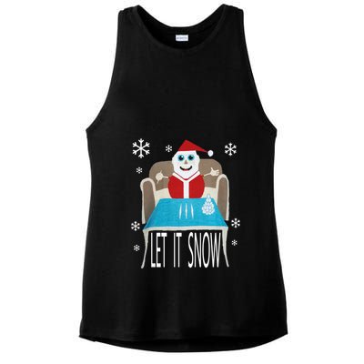 Let It Snow Christmas Sweater Cocaine Snorting Santa Funny Ladies PosiCharge Tri-Blend Wicking Tank