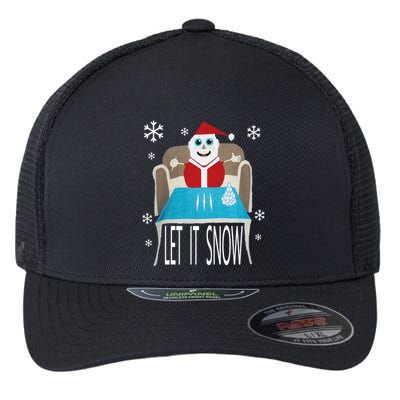 Let It Snow Christmas Sweater Cocaine Snorting Santa Funny Flexfit Unipanel Trucker Cap