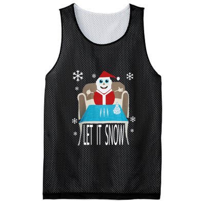 Let It Snow Christmas Sweater Cocaine Snorting Santa Funny Mesh Reversible Basketball Jersey Tank