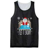 Let It Snow Christmas Sweater Cocaine Snorting Santa Funny Mesh Reversible Basketball Jersey Tank