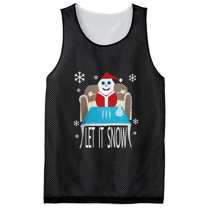 Let It Snow Christmas Sweater Cocaine Snorting Santa Funny Mesh Reversible Basketball Jersey Tank