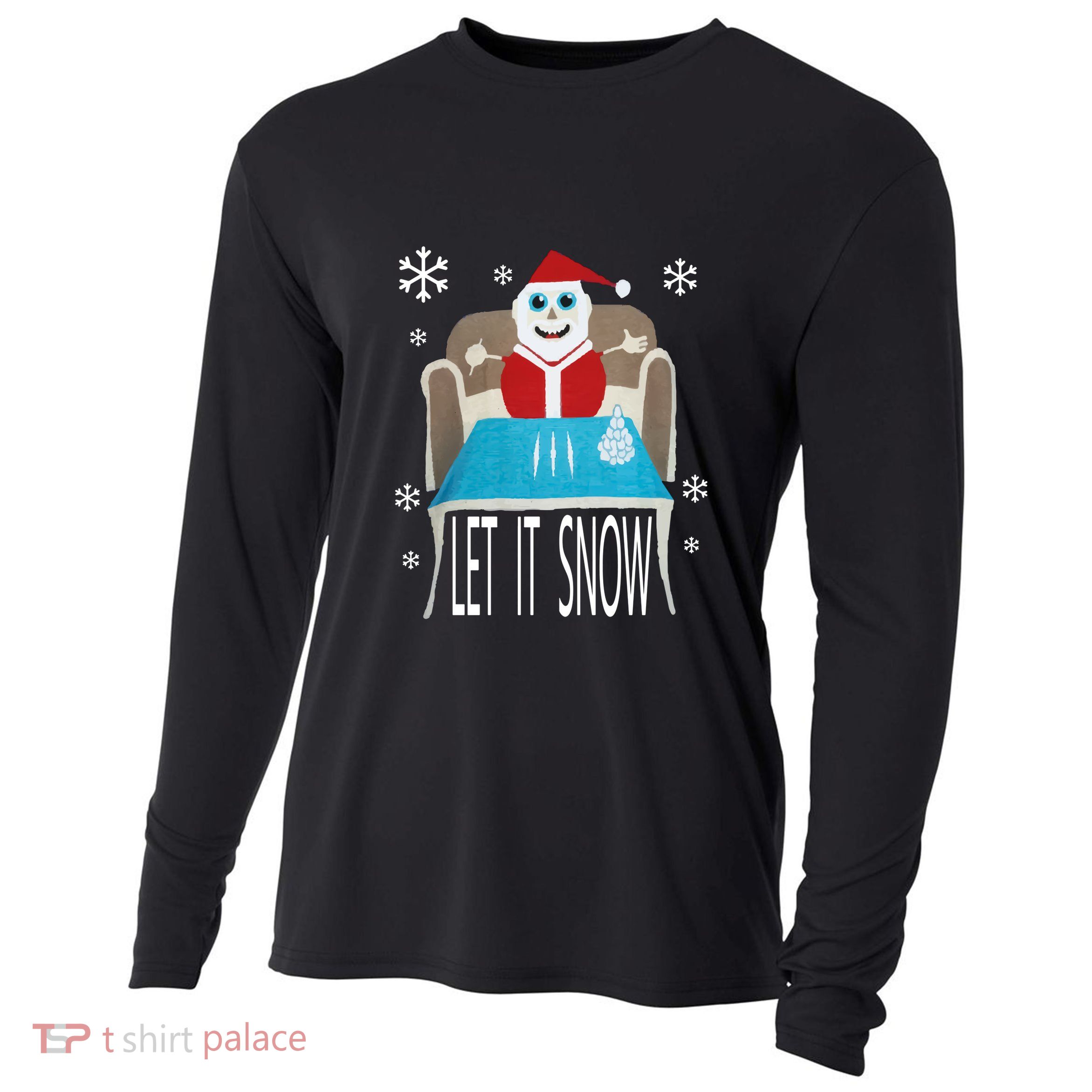 Let It Snow Christmas Sweater Cocaine Snorting Santa Funny Cooling Performance Long Sleeve Crew