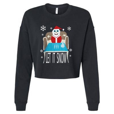 Let It Snow Christmas Sweater Cocaine Snorting Santa Funny Cropped Pullover Crew