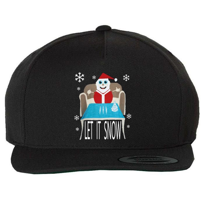 Let It Snow Christmas Sweater Cocaine Snorting Santa Funny Wool Snapback Cap