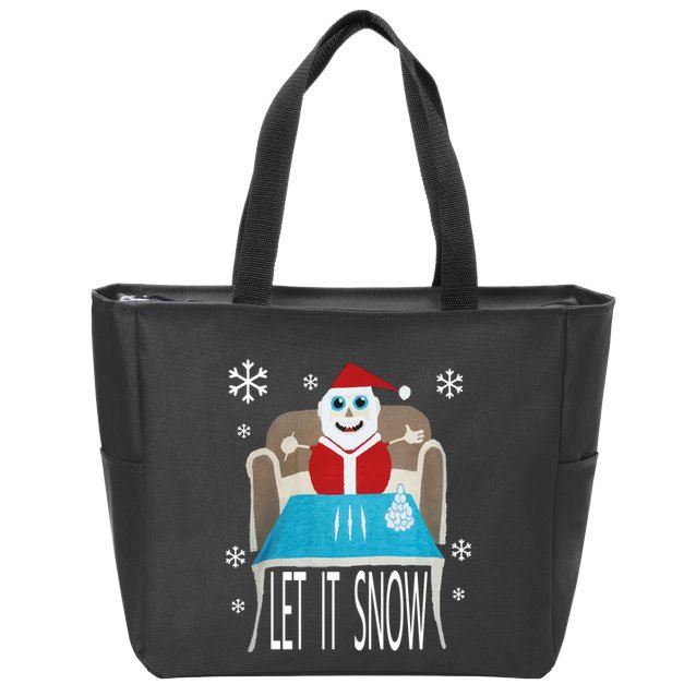 Let It Snow Christmas Sweater Cocaine Snorting Santa Funny Zip Tote Bag