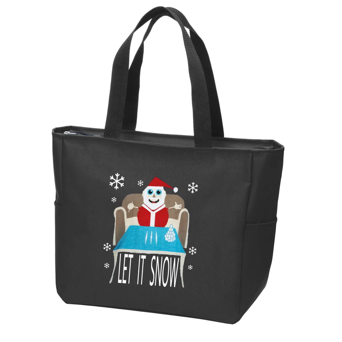 Let It Snow Christmas Sweater Cocaine Snorting Santa Funny Zip Tote Bag