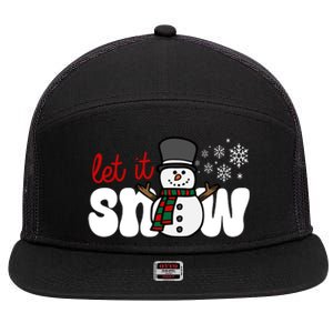 Let It Snow Christmas Holiday Cute 7 Panel Mesh Trucker Snapback Hat