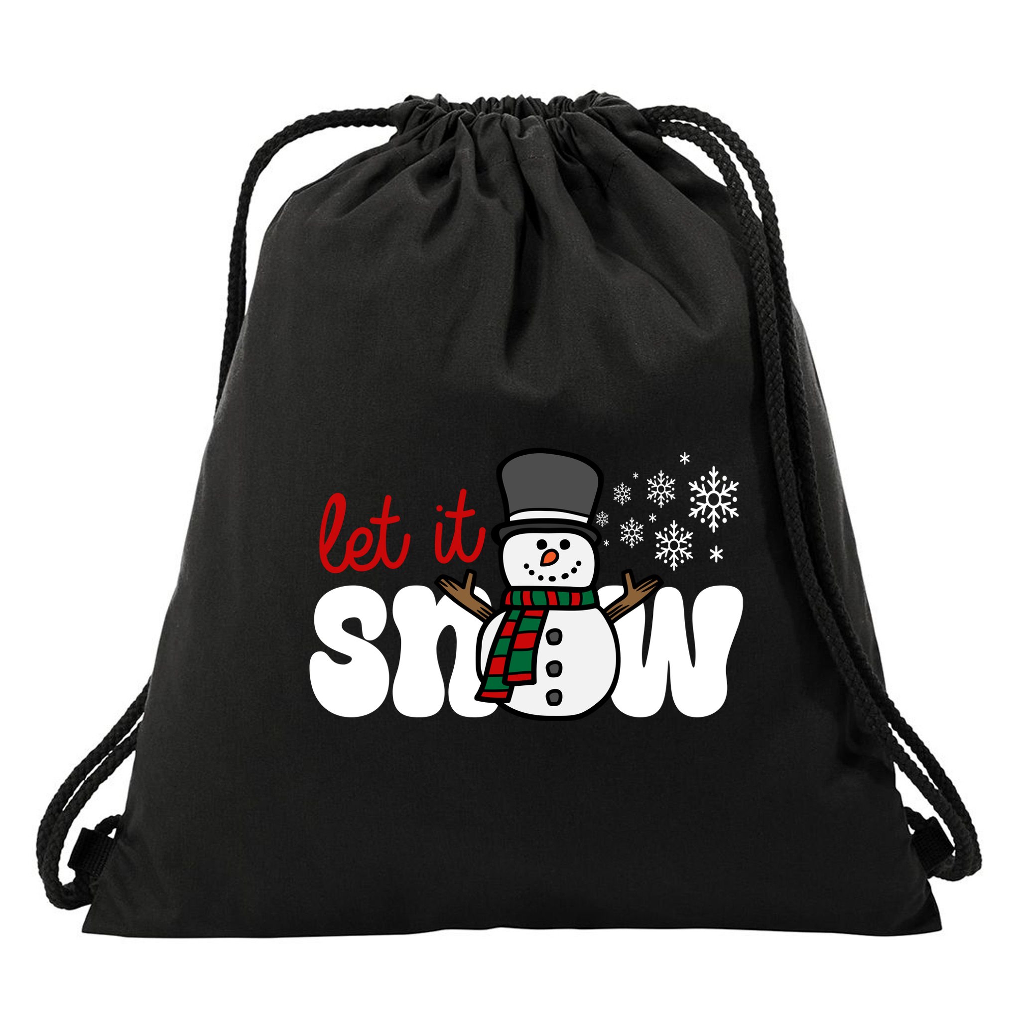 Let It Snow Christmas Holiday Cute Drawstring Bag